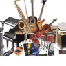 Musical instruments and decorative stone instruments in Tehran