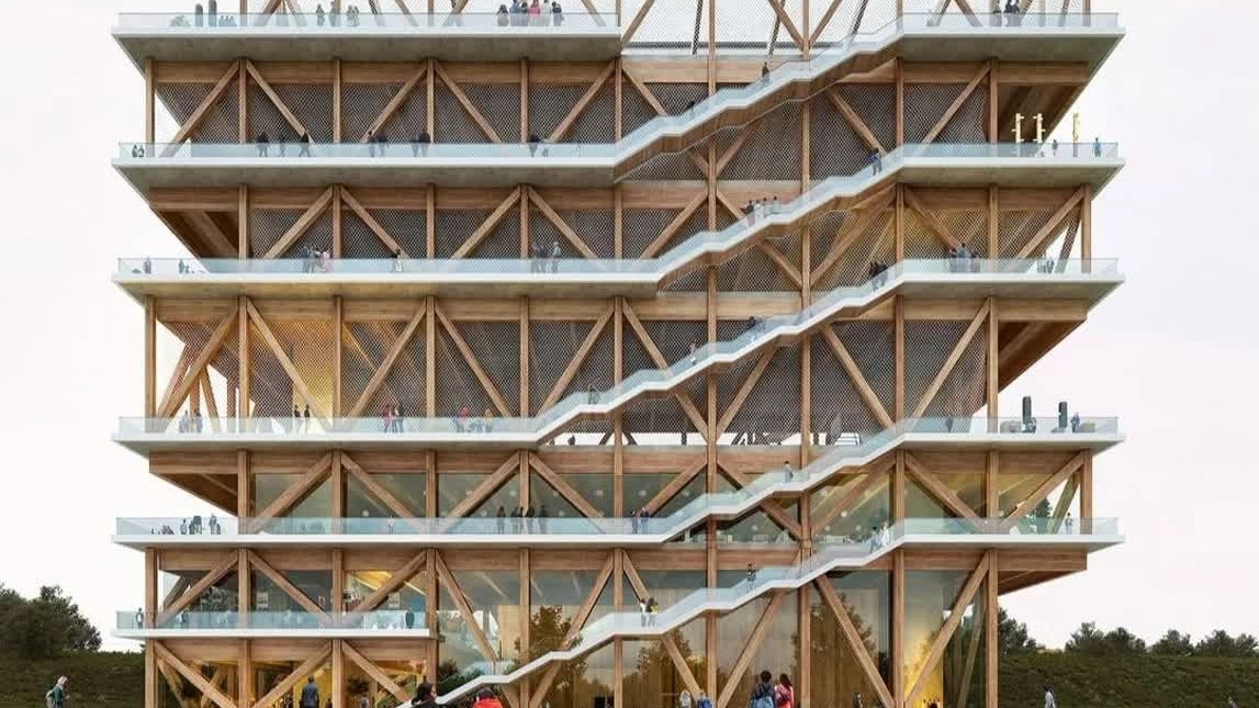 Apartment project and multi-story arcade and German museum