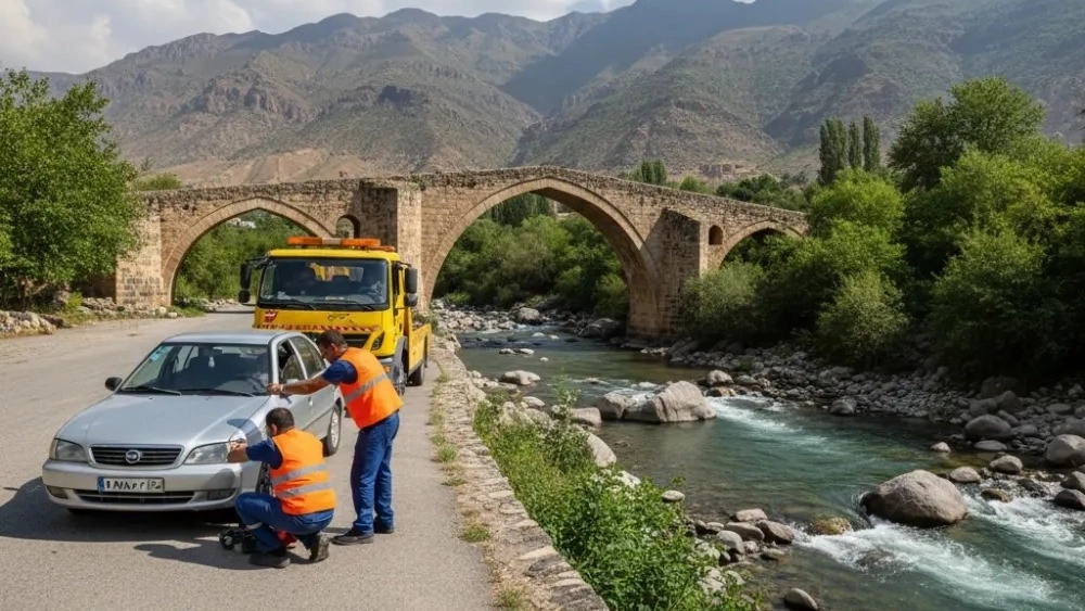 Zamankhan Saman bridge car rescue in Shahrekord