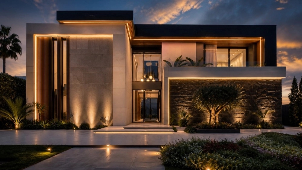 Electrification and lighting of the facade of the building in Ardabil for residential units