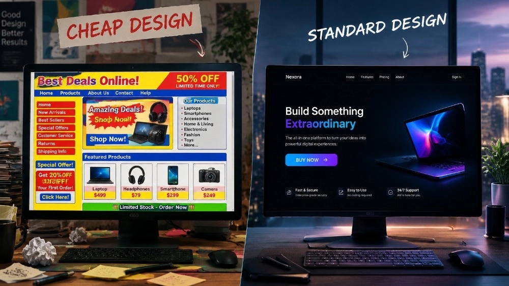 Ucuz web sitesi tasarımı ile temel ve standart web sitesi tasarımı arasındaki 5 temel fark