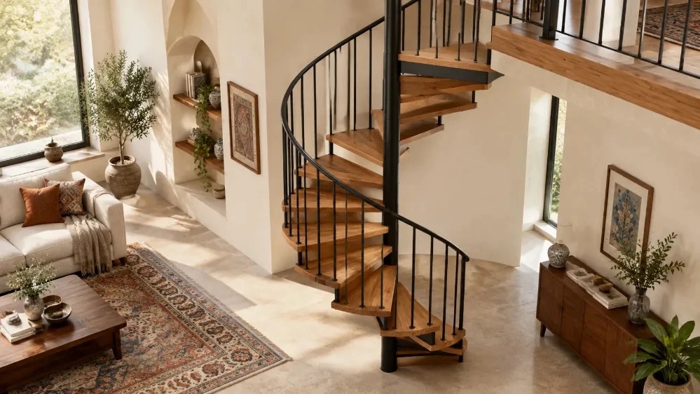 A guide to making a round staircase for a small space with Muhammadan decoration