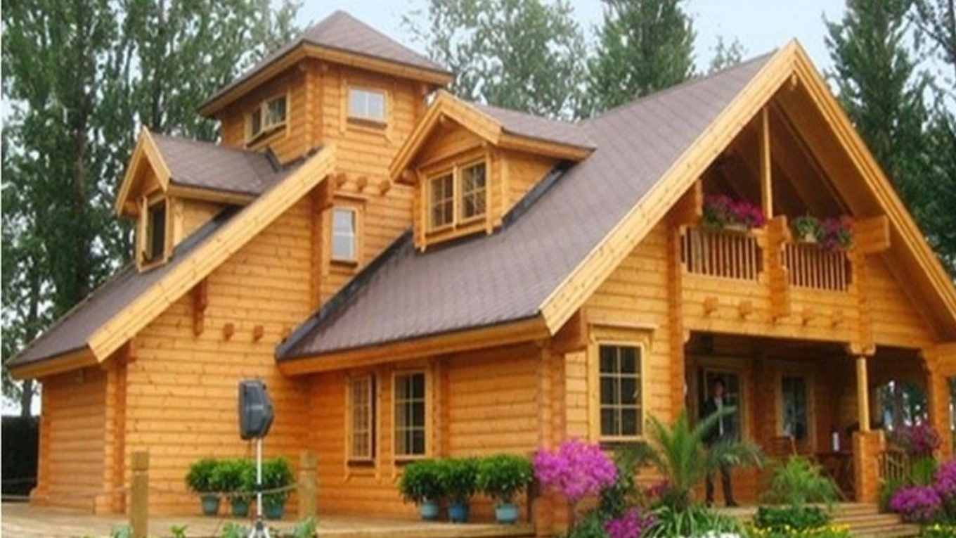 Wood used in the construction of wooden villas