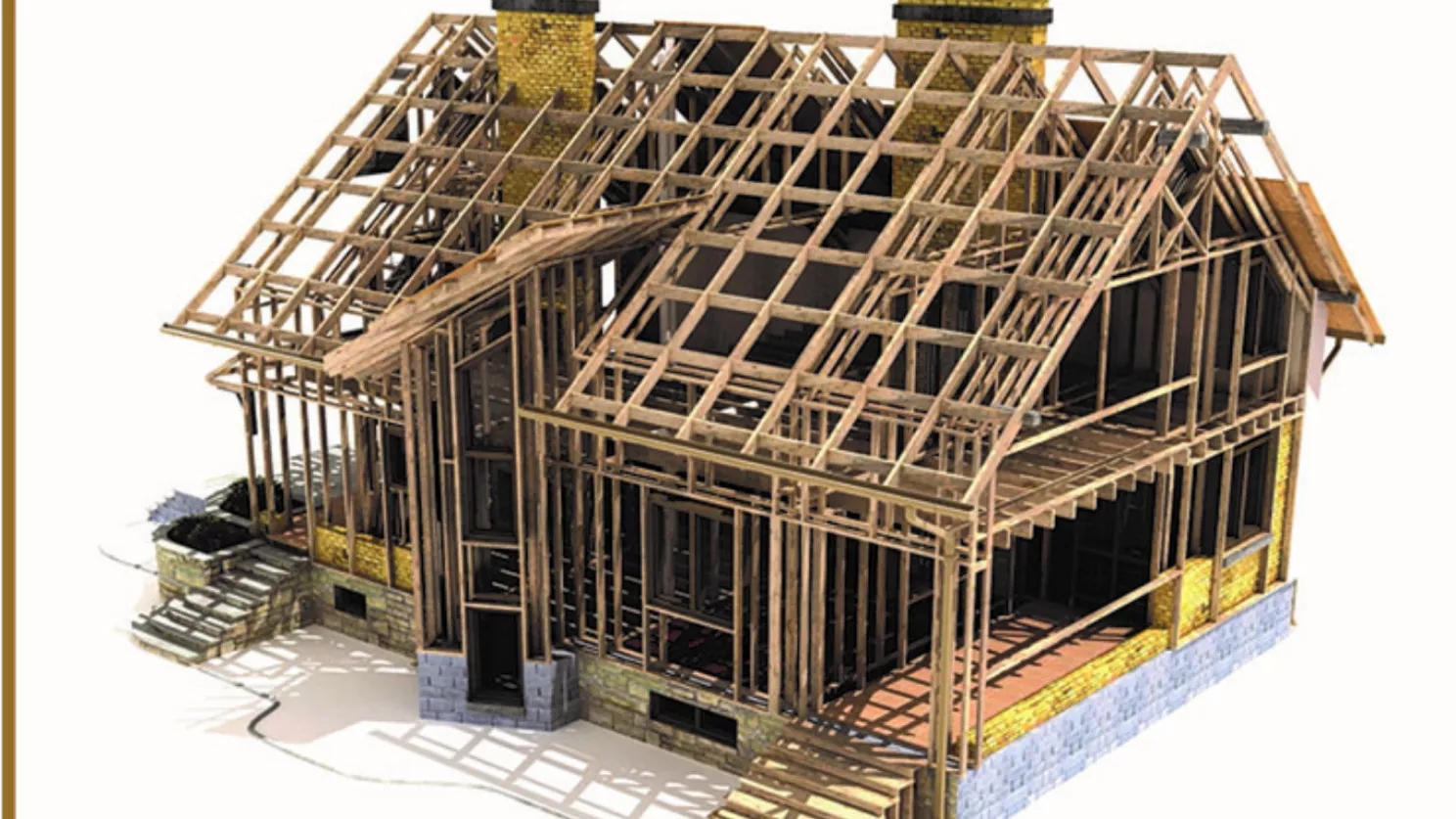 What is the skeleton of a wooden hut and what are its features?