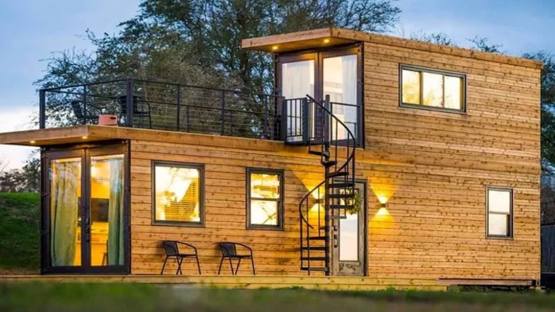 A sample of villa condos with a wooden facade