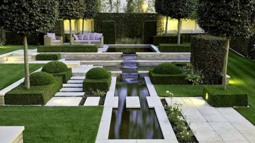 Landscaping and implementation of fountain with Malon Chari Ivanki Damavand stone