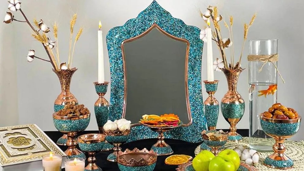 Handicrafts on Haft Sin table