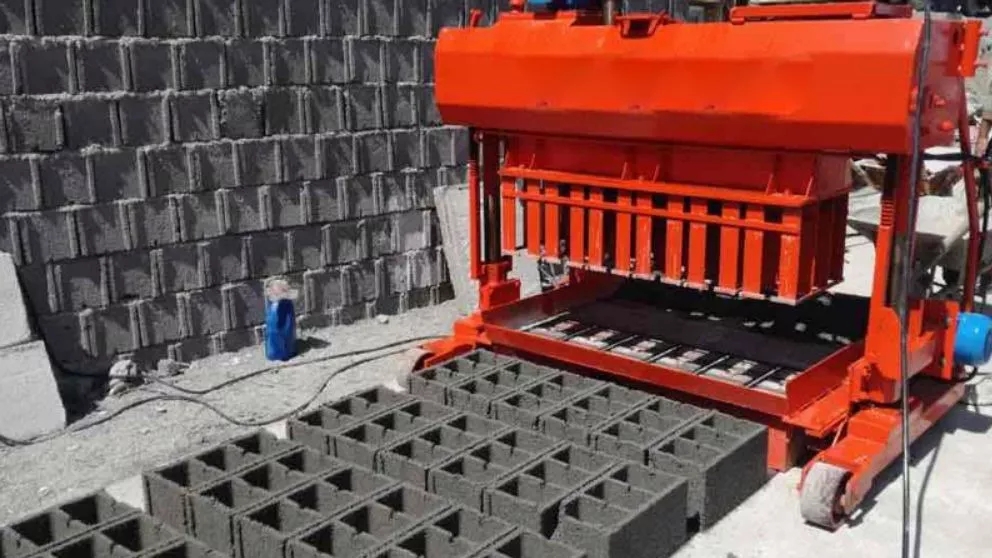 Block making workshop, production of light concrete blocks