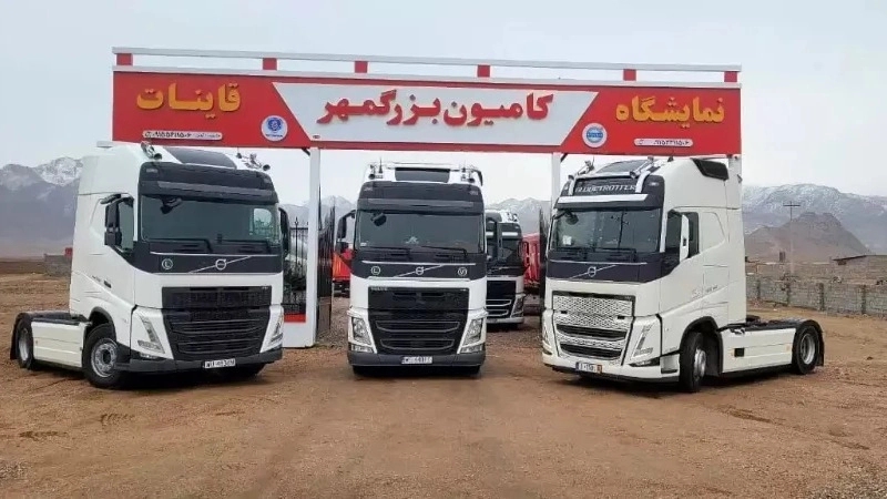 Exhibition of trucks and heavy trucks and all kinds of old trailers in Qayinat