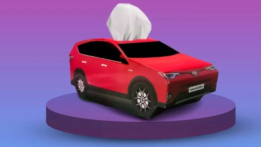 Paper napkins with a model of a car