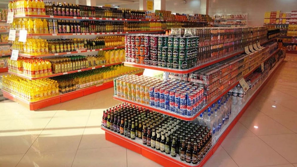 All kinds of store shelves