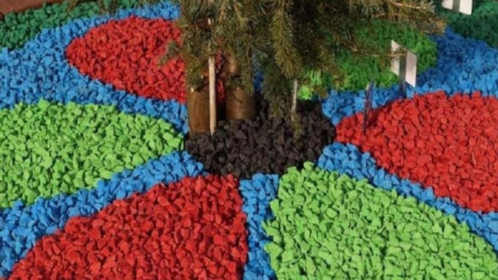 Green space design with colored sand