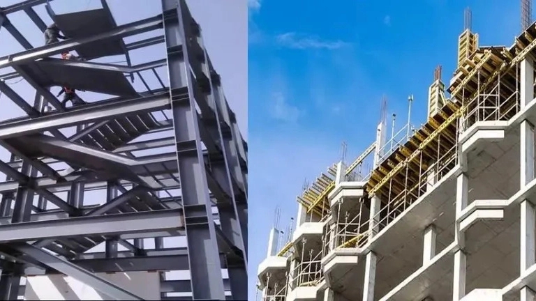 Comparison of steel and concrete structures