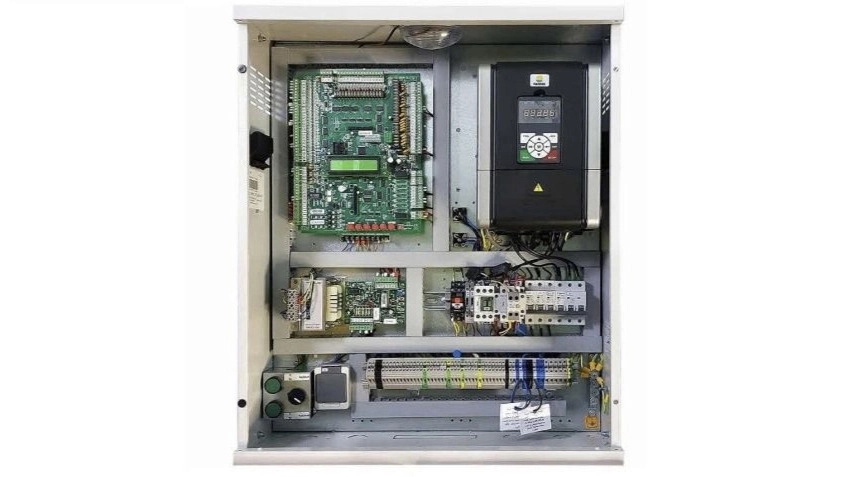 Aryan gearbox elevator control panel with HP mount drive