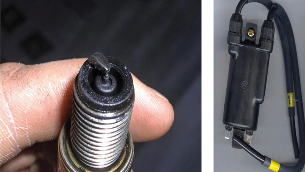 What is the cause of blackened motorcycle candles?