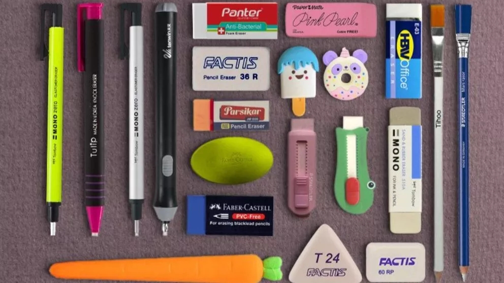 Types of erasers used in design