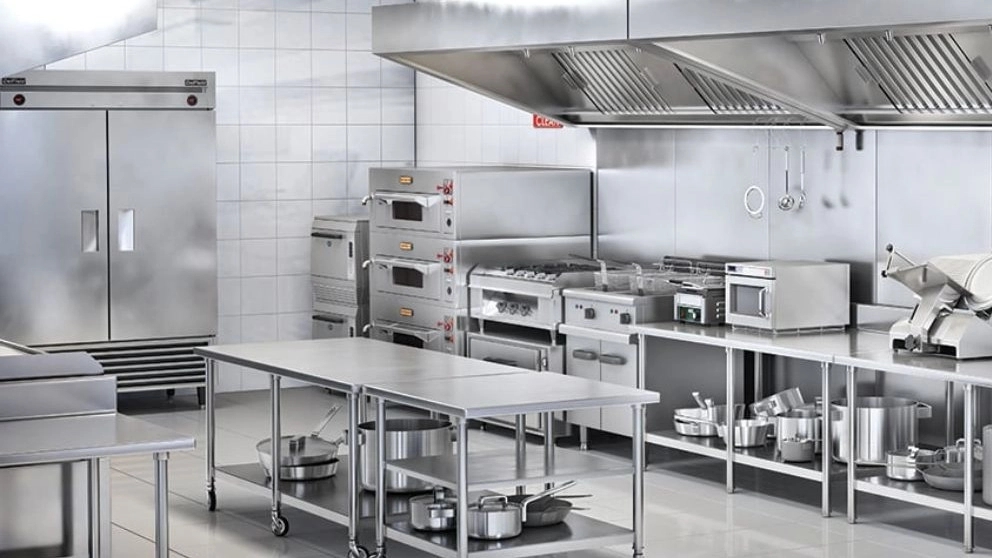 Javadi's shiny steel industrial kitchen equipment
