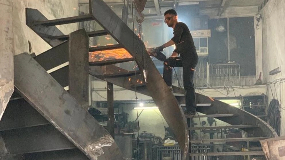 Construction of Mirzaei metal screw stairs in Tehran, Pars