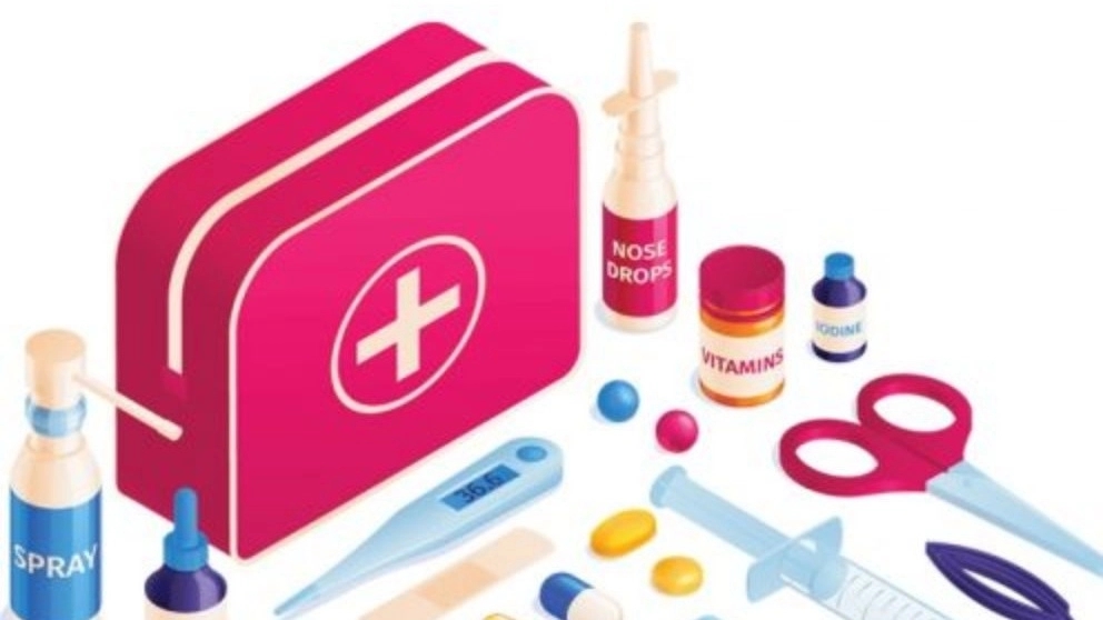First aid box and bag with equipment
