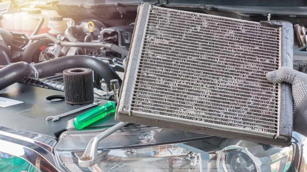 Look at the liquid inside the car radiator
