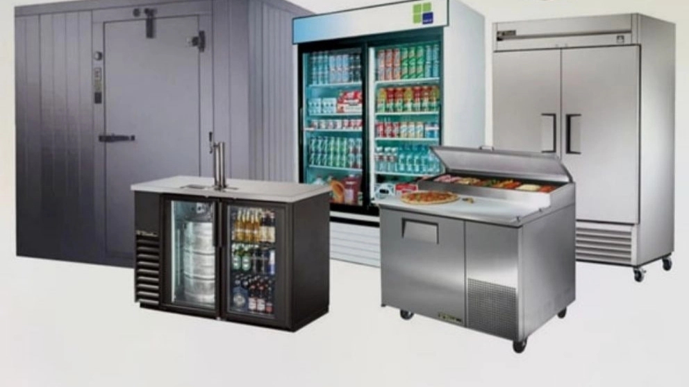 Cold blizzard, production of industrial refrigerators in the Happier Market cold store in Karaj