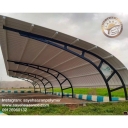 Polymer shade makers, car and gazebo shading and the modern facade of the building in Karaj