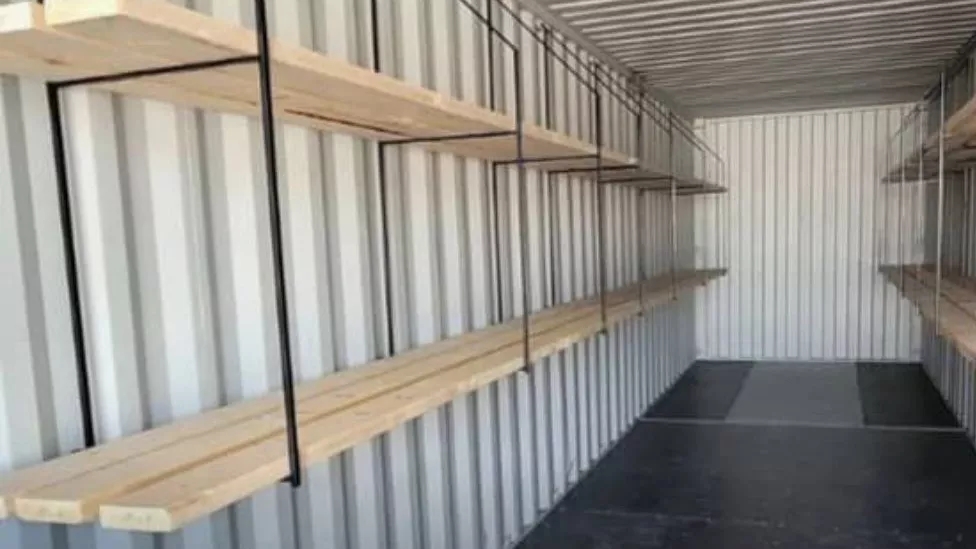Racked containers
