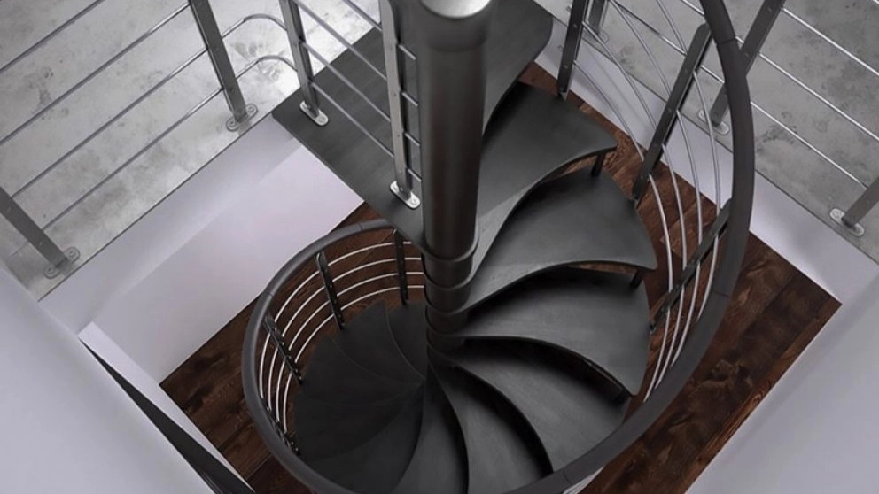 Mobaraki welding, construction of round metal stairs in Shiraz