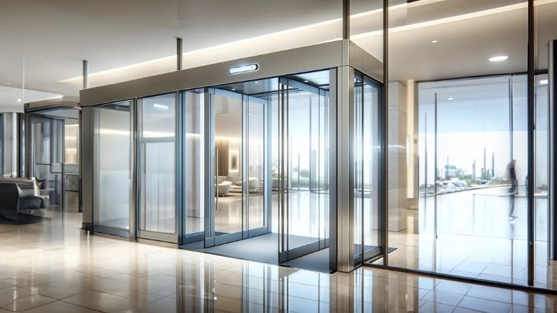 What is an automatic door operator and what is its use in glass doors?
