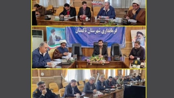 Holding a meeting of the executive staff