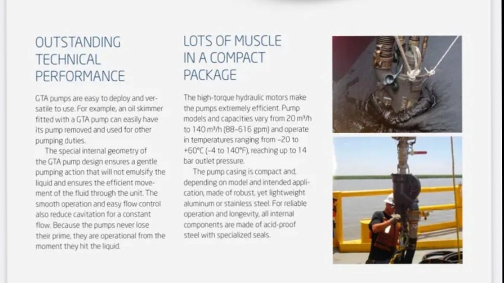 Marine pump GTA can be used in marine industries