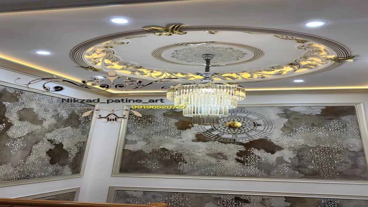 Nikzad patina and microcement, implementation of gold and steel sheet stone and slab design in Qom