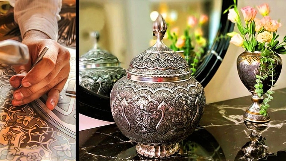 Sale of brass and copper pen utensils in Isfahan