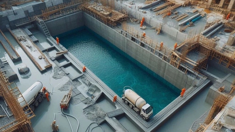 Construction and sealing of concrete pools and structures in Isfahan