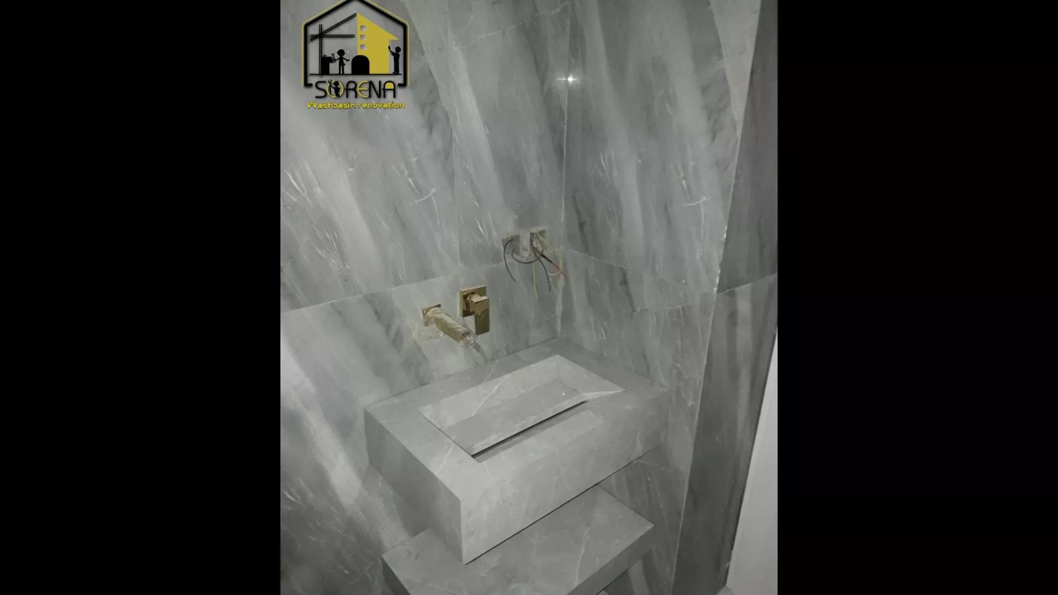 Modern ceramic wash with wall installation