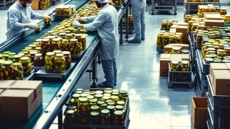 Production and packaging line of pickles, cucumbers and olives