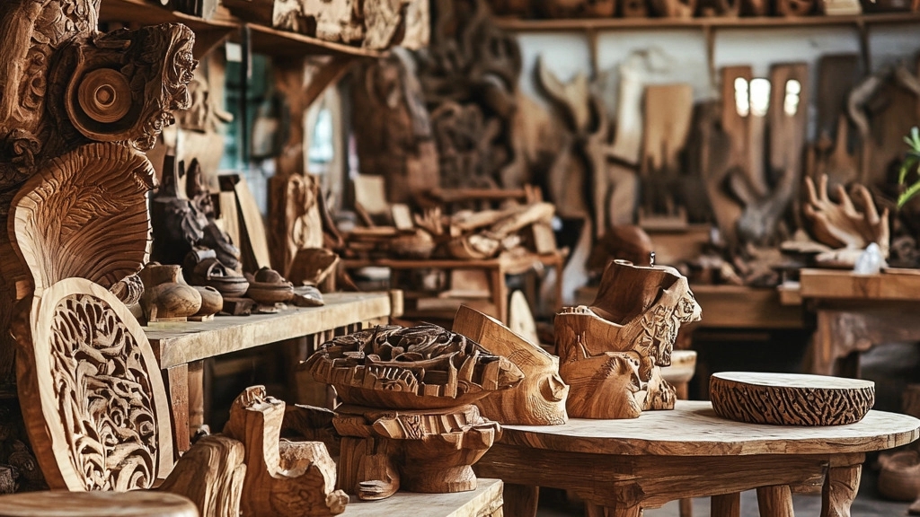 Single wooden artifacts, furniture production and wood carving in Tehran