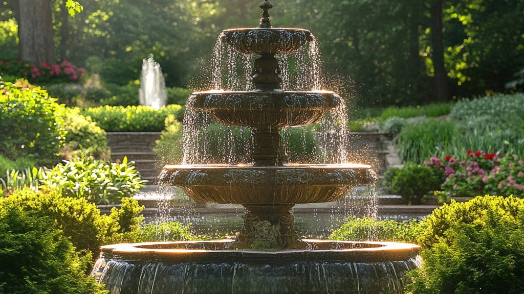 Types of fountain fountains and their use in green space design