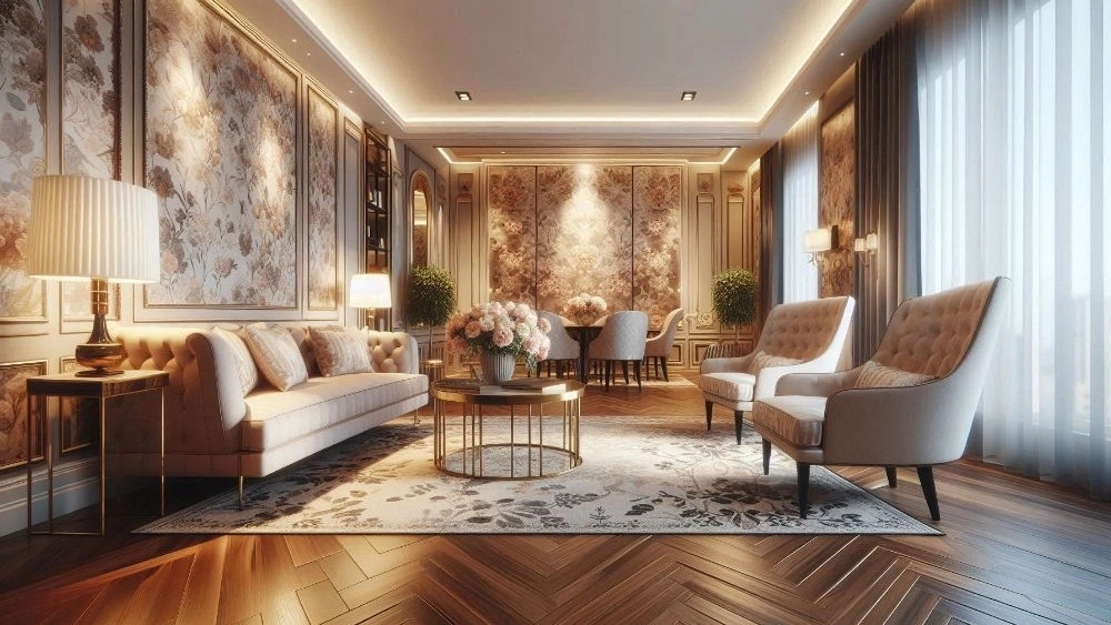 Modern interior decoration, sale and implementation of wallpapers and flooring in Hamadan