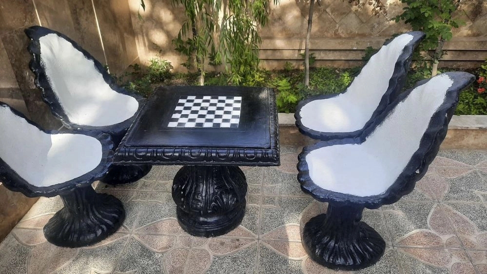 Construction of concrete chess table in Karaj for public space