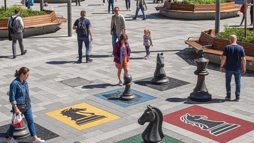 Urban chess seals with a creative design of Sima Zazaar Urban Sculpture and Element in Mashhad