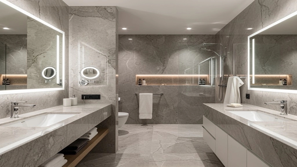 Comparison of unilateral bathroom stone with traditional models