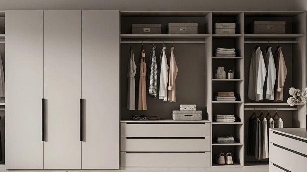 Modern and spacious wall wardrobe with a thousand and one night decoration