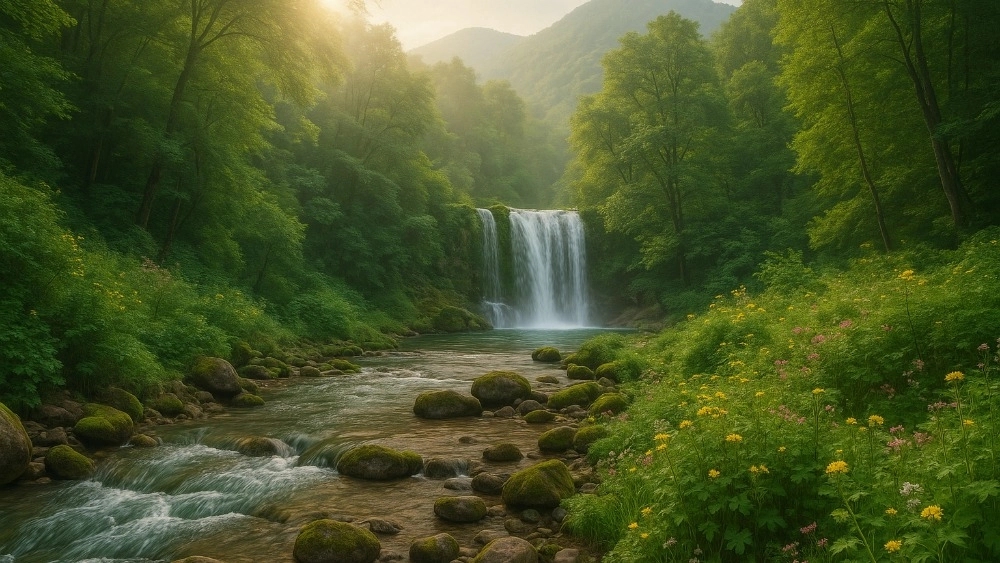 Introducing waterfalls and springs near Milash Residence