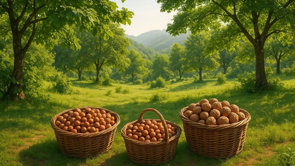 Experience of picking hazelnuts and walnut