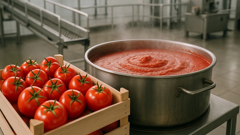 Production of pure tomato paste in the food industry