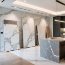 King tile, installation of ceramic tile slabs in Yazd