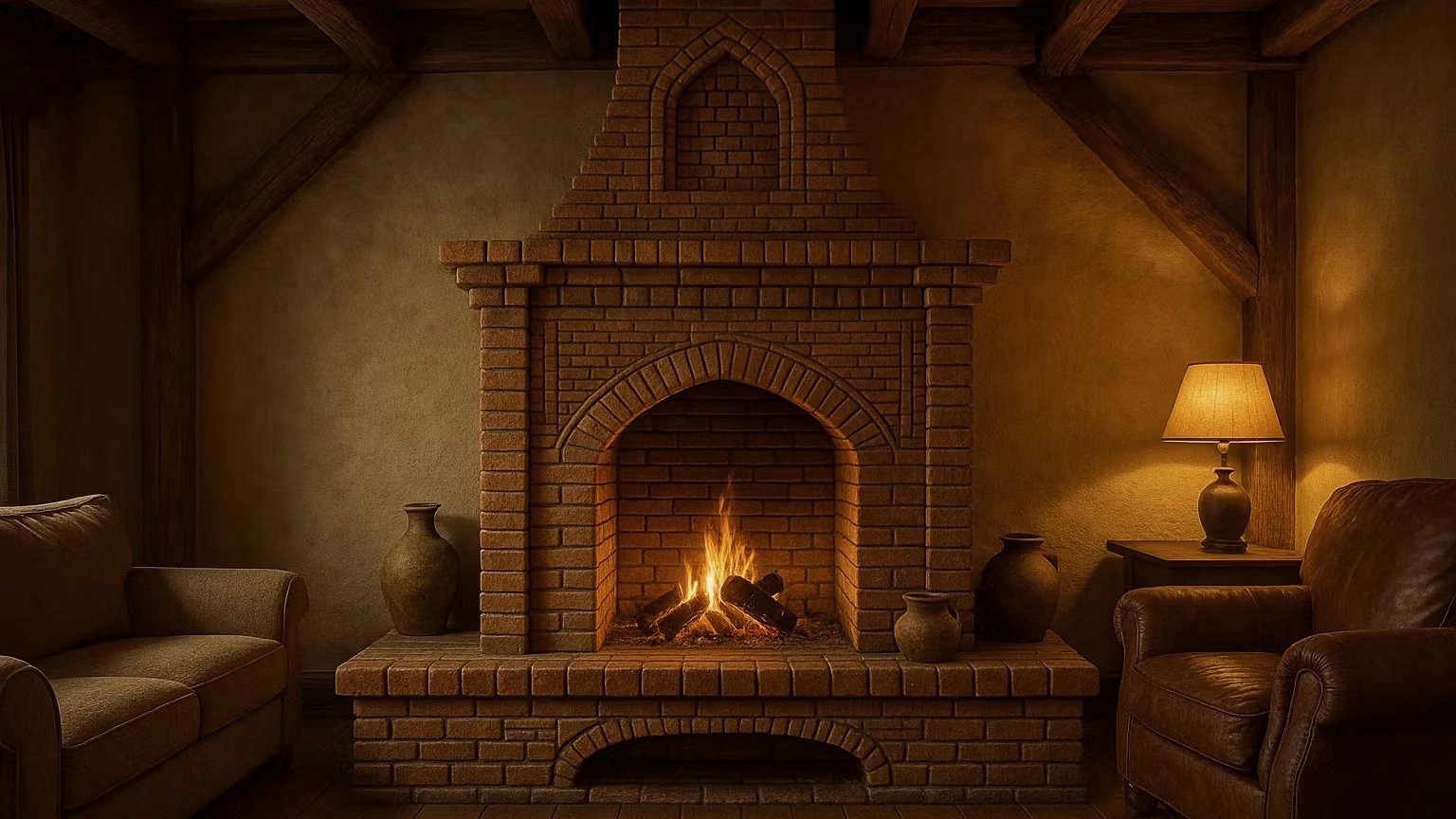 Design of a brick fireplace with the native design of Rahimabad