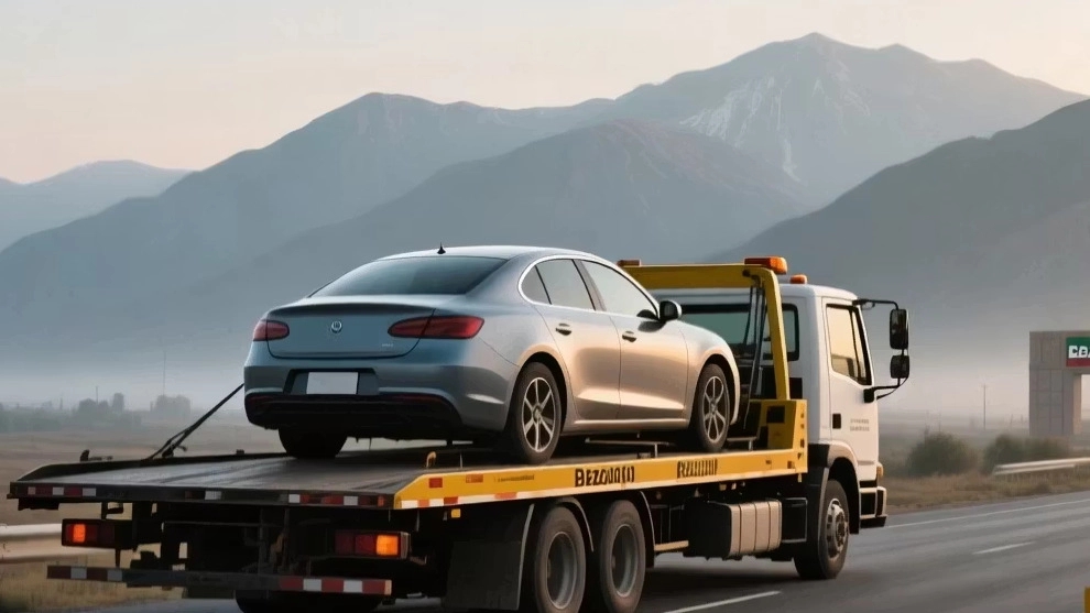 Fast and safe car carrier on Bazargan Road