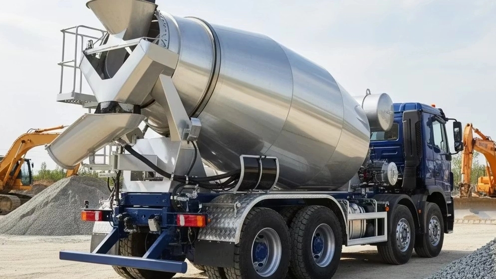 Standard truck mixer with anti-wear plate and powerful motor
